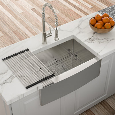 Évier en acier inoxydable de 10 po de profondeur, 27 po x 21 po x 10 po, calibre 16 T304, drain lisse, coussin insonorisant de cuisine 27 po x 21 po x 10 po aspect 16G