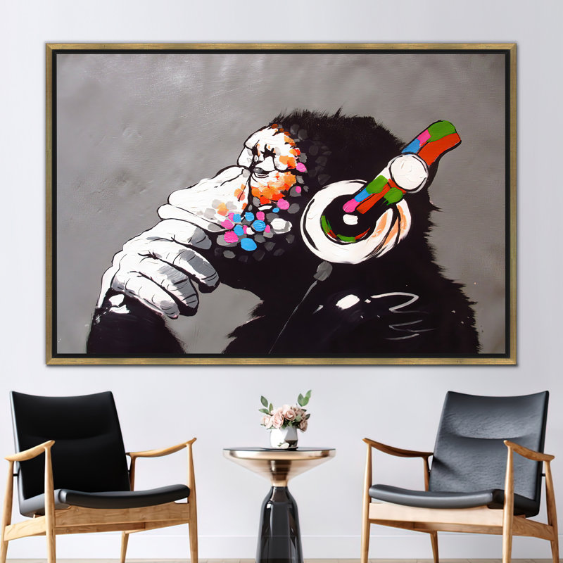 Abstract Artwork, Gorilla Canvas Art, Graffiti Monkey Canvas Art, Banksy Canvas Art, Street Wall Art, Banksy Monkey Art,