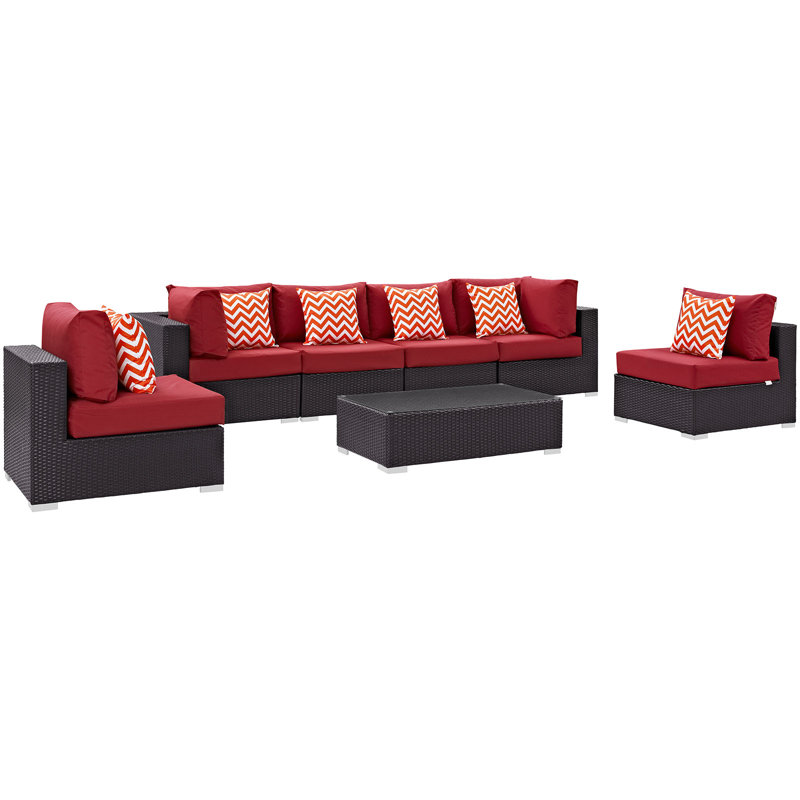 Ensemble modulaire d'extérieur 7 pièces Convene, Rouge