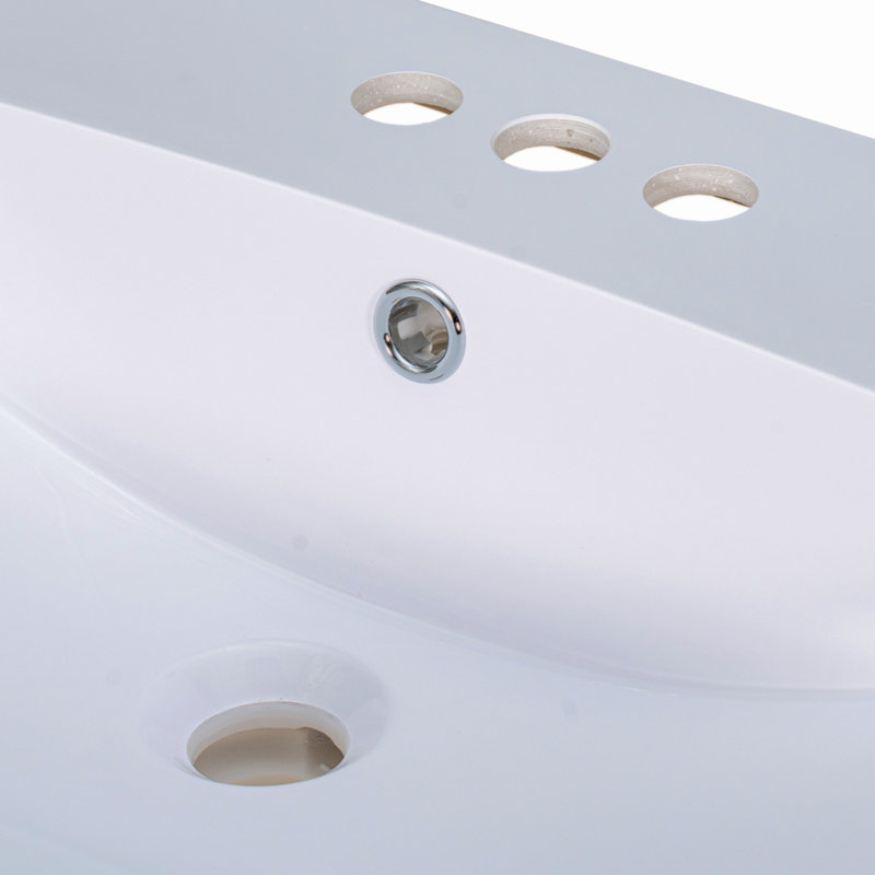 Lavabo de salle de bain simple 24 po, comptoir de meuble-lavabo seulement, 3 trous de robinet, résine