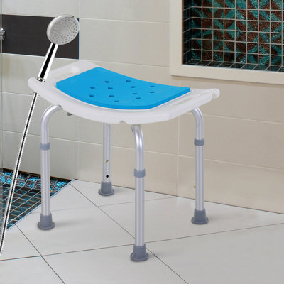 Adjustable Bath Seat For Seniors, Injured & Pregnant - 6 Levels, Non-Slip, -, Blue Aluminum Stool 6-Level Elderly, , Blue, Made