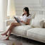 Canapé modulaire blanc en coton et lin-128968275