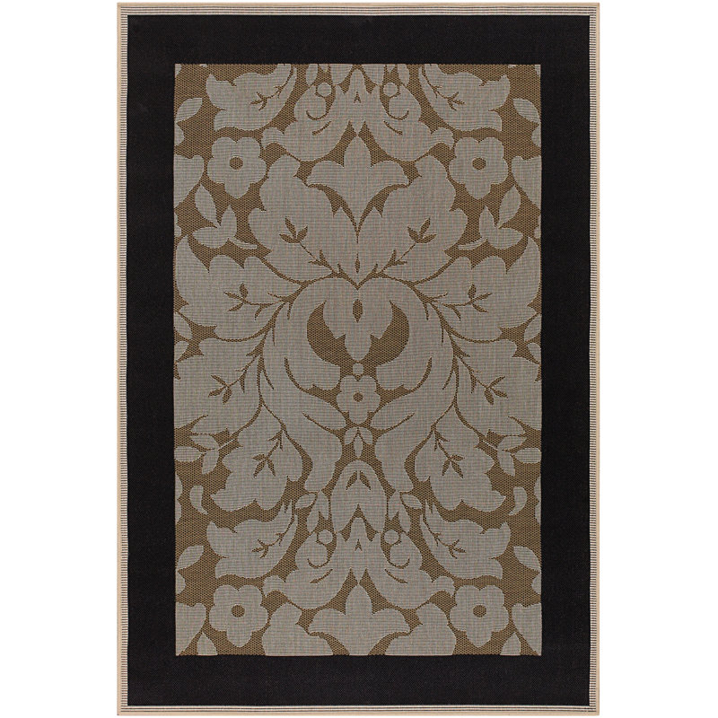 Tapis intérieur / extérieur en polypropylène à motif floral Wasilewski, 3 pi 6 po x 5 pi 6 po