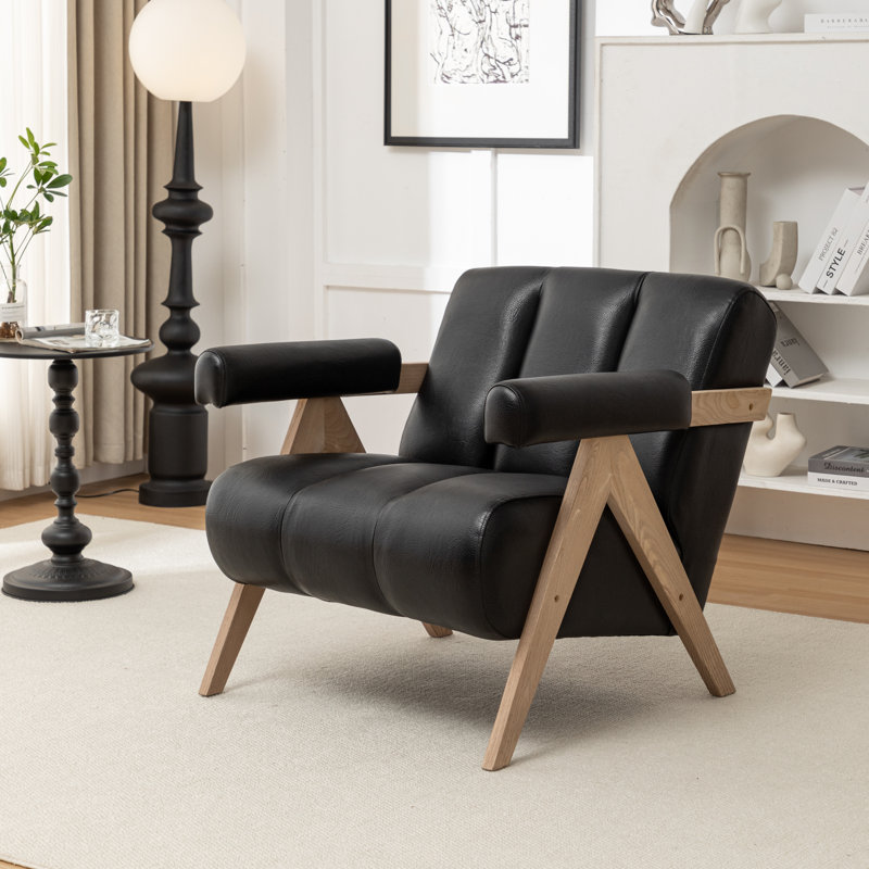 Fauteuil Bula, Similicuir noir
