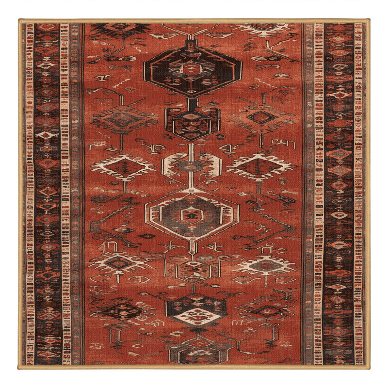 Tapis brun turc lavable à la machine, Carré 6 pi