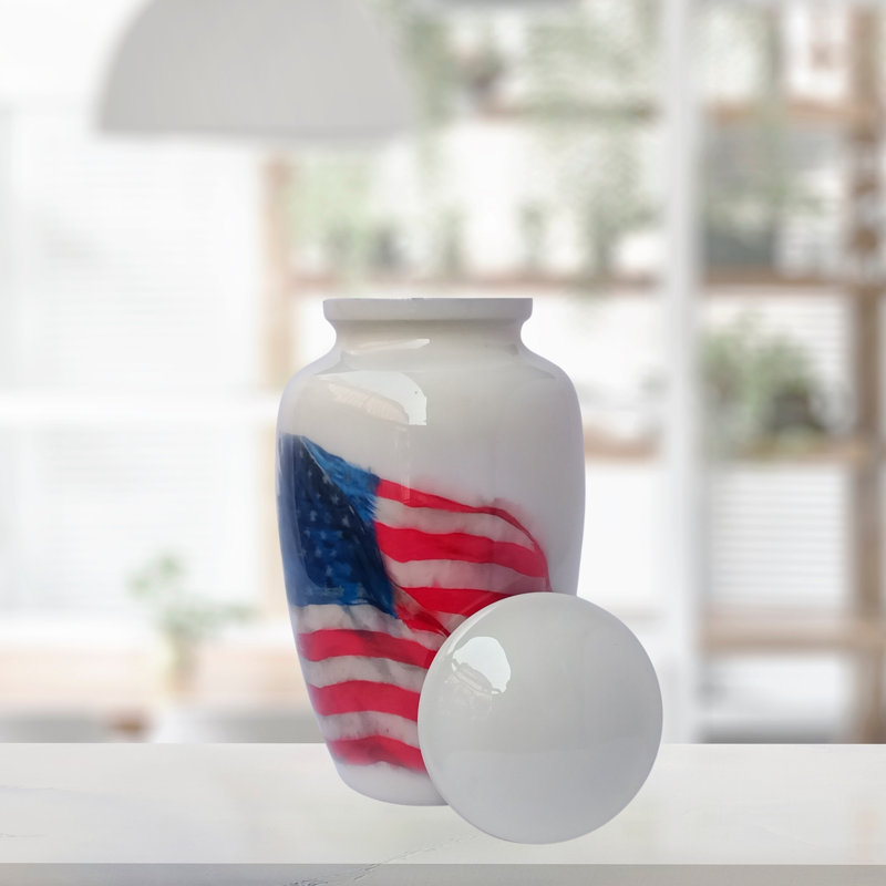 Richanda Handmade American Flag Patriotic Cremation Urn