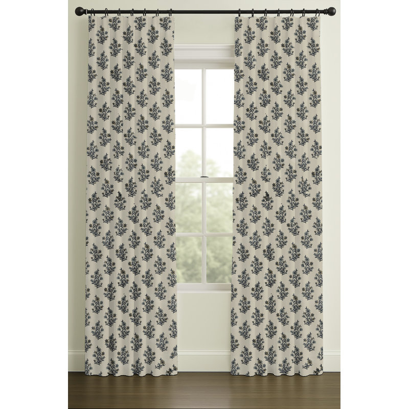 Motif floral double pli inversé, L 33 po x L 84 po, Bleu