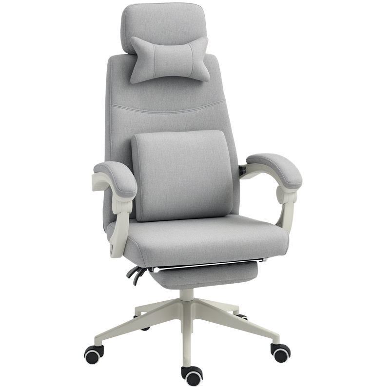 Vinsetto Office Chair Ergonomic Desk Chair 160° Reclining Backrest Grey, Grey, White
