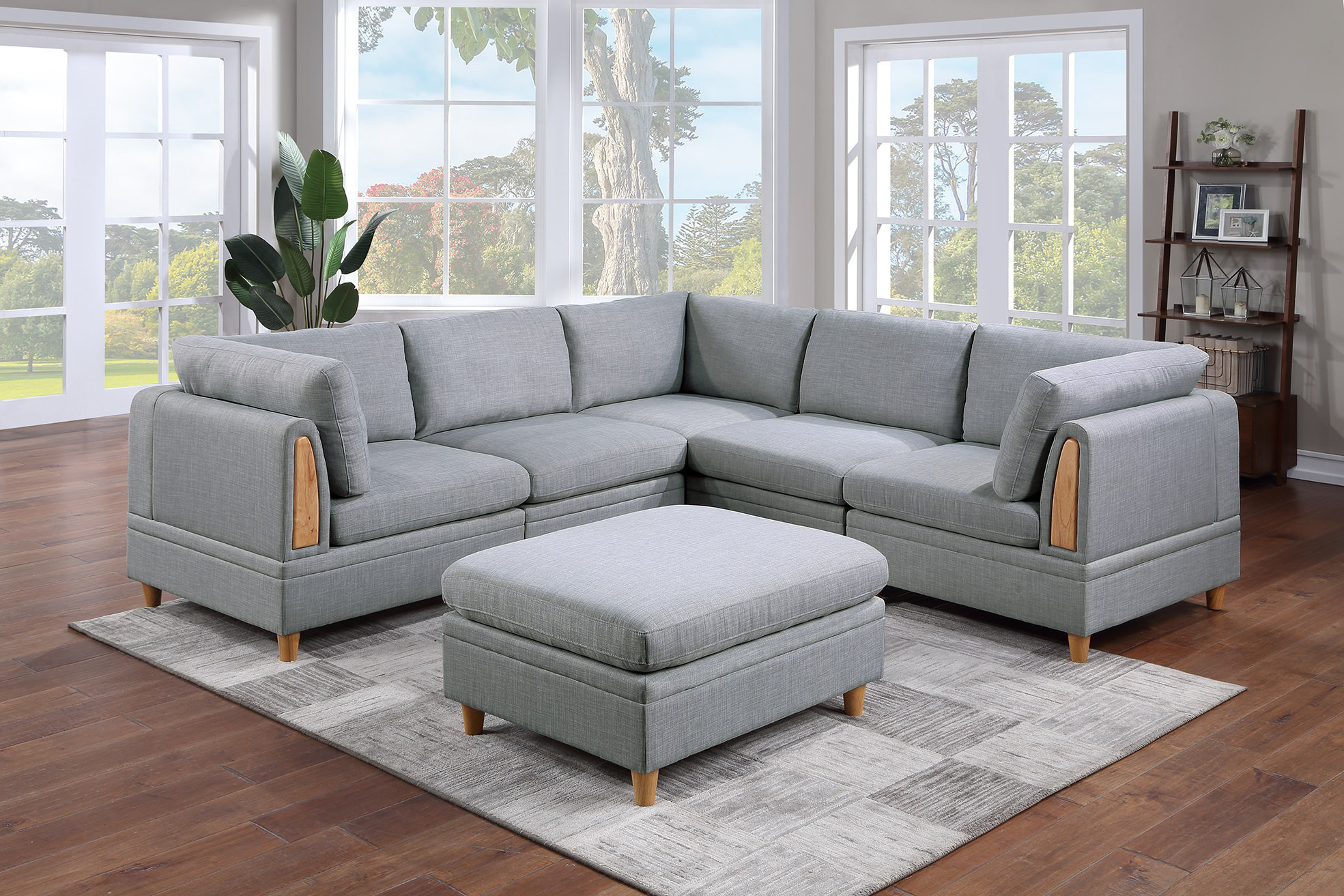 Latitude Run® Living Room Furniture 6Pc Modular Sofa Set Light Grey ...
