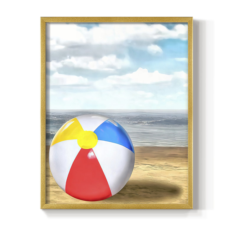 Beach Ball II, reproduction encadrée - bois massif, H 28 po x l 22 po