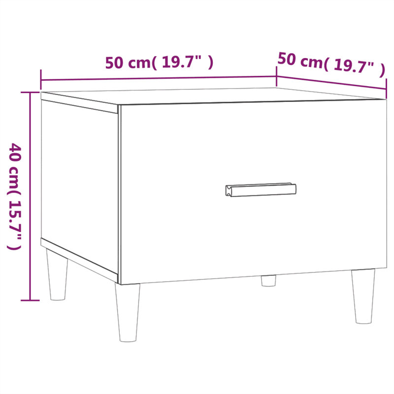 Lometa Side Table with Storage, High Gloss White