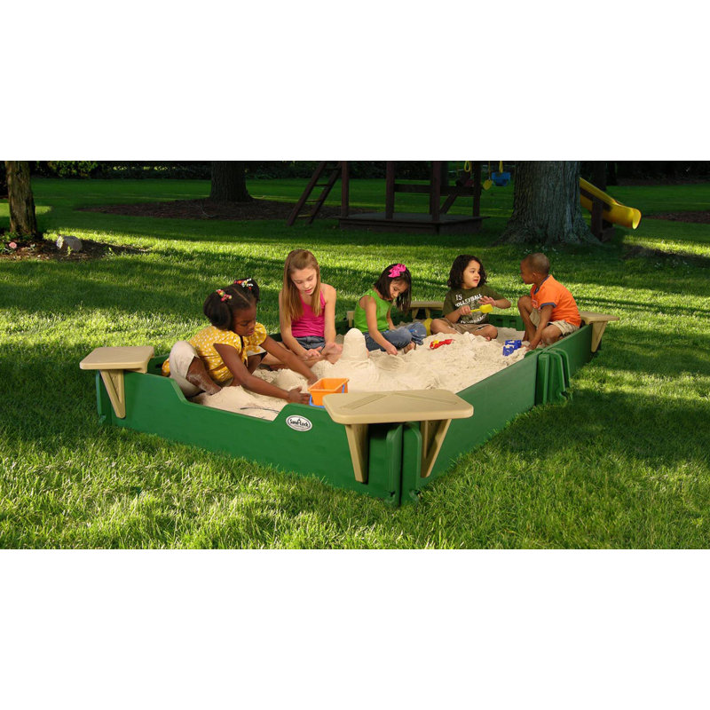 Sandlock Sandboxes 58.5'' x 10'' Plastic Rectangle Sandbox with Cover