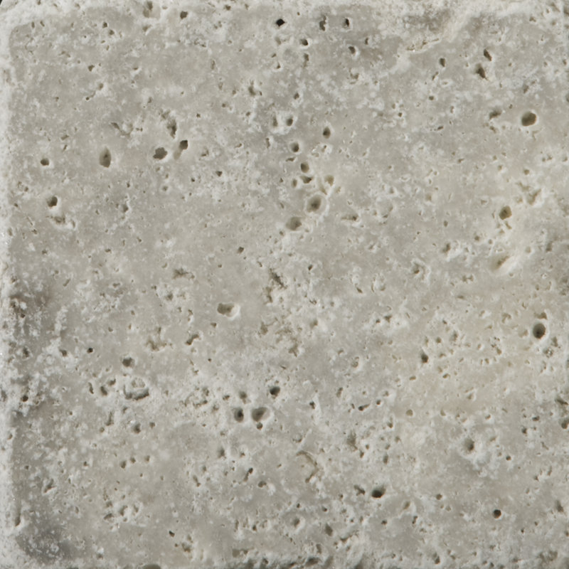 Travertine 4" x 4" Tile in Ancient Tumbled Silver