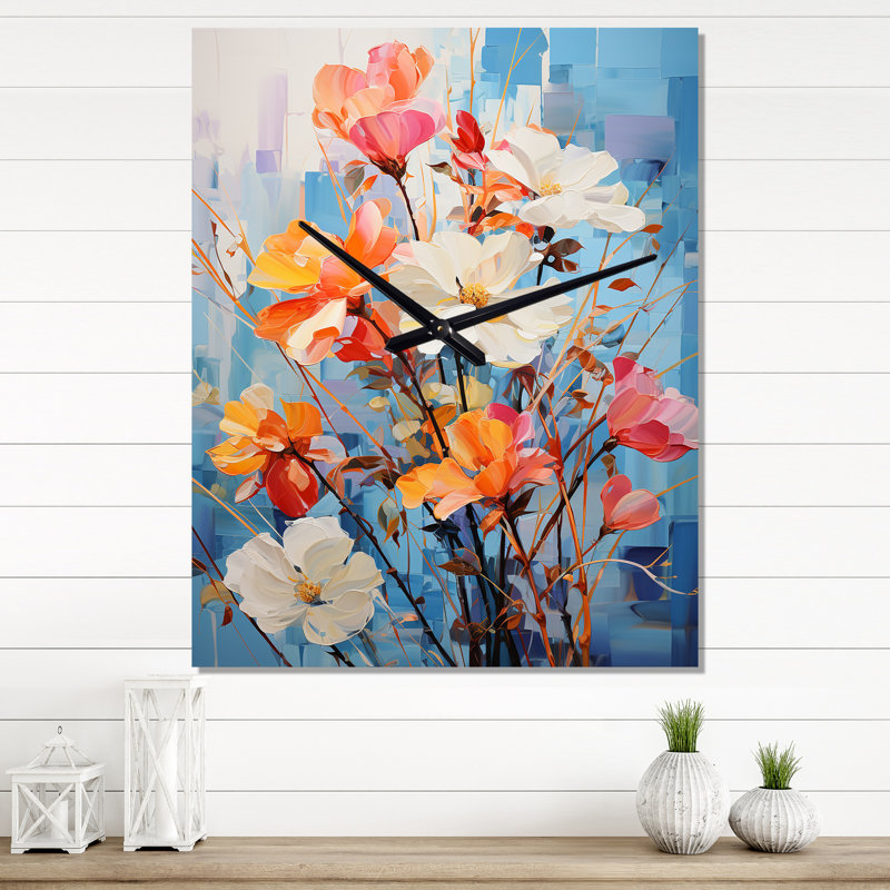 Bamboo Dreams II - Horloge murale florale surdimensionnée, Médium