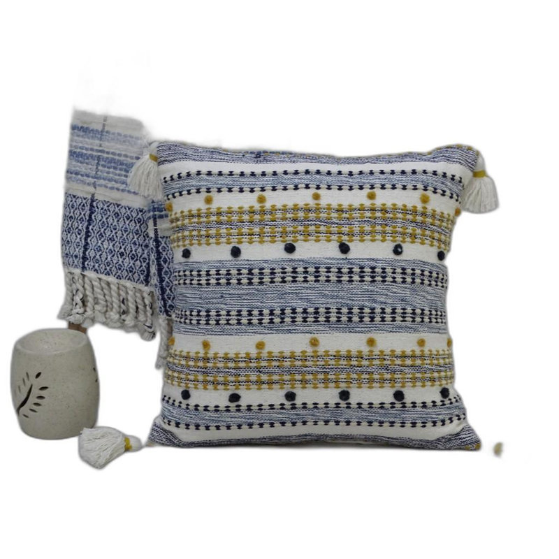 Tassels Cotton Blend Throw Pillow