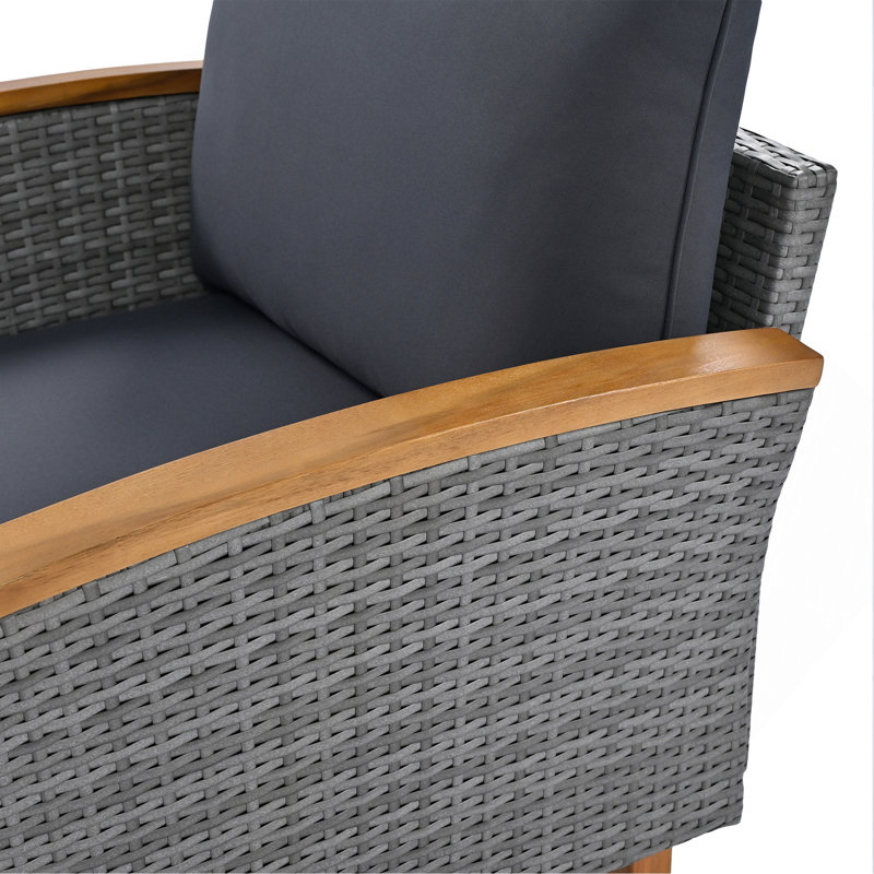 Ensemble de meubles de patio en rotin 9 pièces, ensemble de conversation extérieur avec pieds et plateau en bois d'acacia, ensemble de canapé modulaire en rotin PE avec table basse, coussin lavable