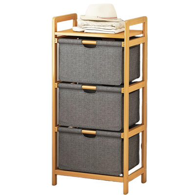 Bamboo Shelf 3 Drawers with a Row – Eco-Friendly Storage Organizer with Practical Design