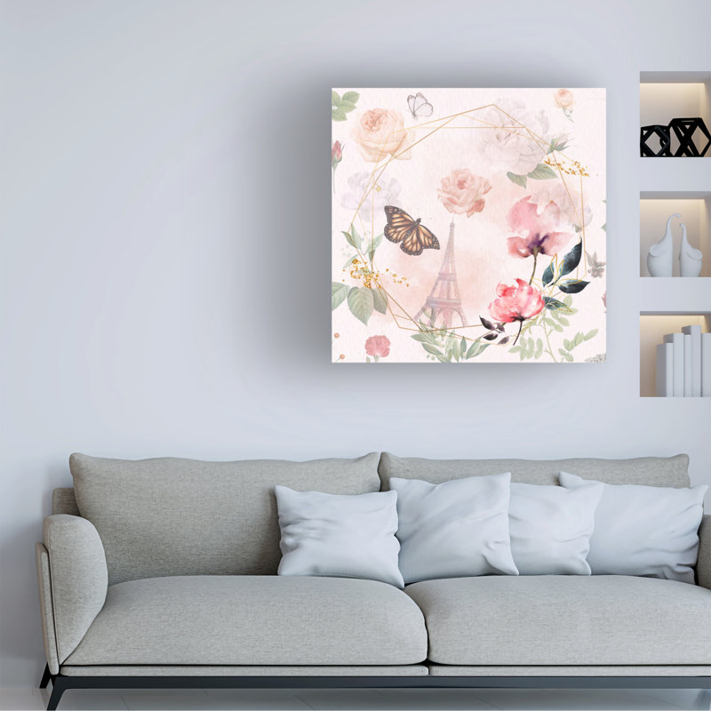 Jardin de papillons - peinture sur toile tendue, H 35 po x l 35 po x P 2 po