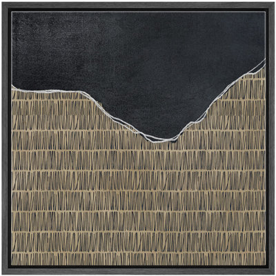 Motif de lignes géométriques noires foncées - impression sur toile avec cadre flottant