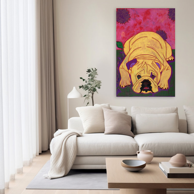 Lounge lézard - animaux contemporains, art de chiens, H 60 po x l 40 po