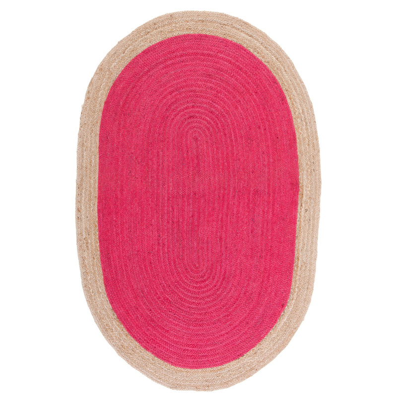 Vicksburg Natural Fiber Hand Woven Jute Chevron Rug, Oval 4' x 6'