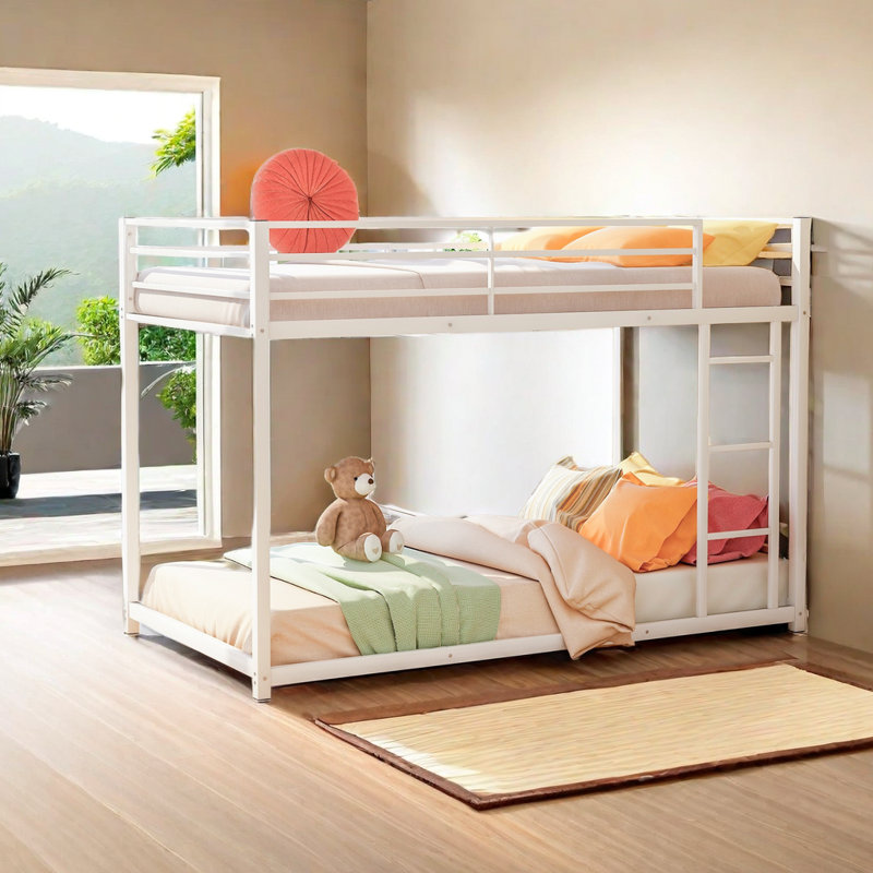 Ammal Kids Twin Over Twin Bunk Bed, White