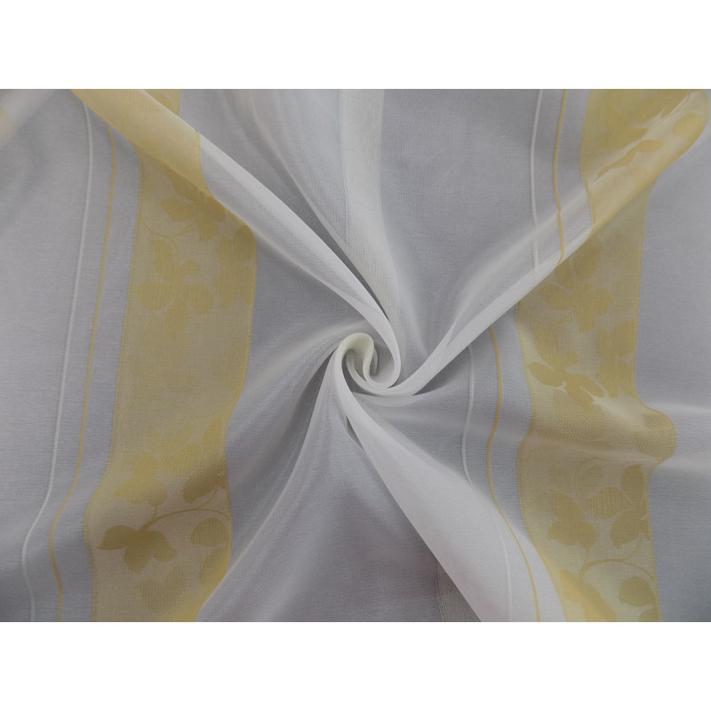 Taliesin Semi Sheer Curtain Single Panel, 600 W x 245 D cm, Gold/White