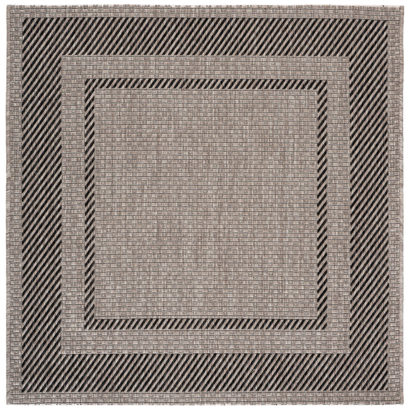 Reid Performance Solid Color Indoor/Outdoor Area Rug, Beige/Black, Runner 2'3" x 5'