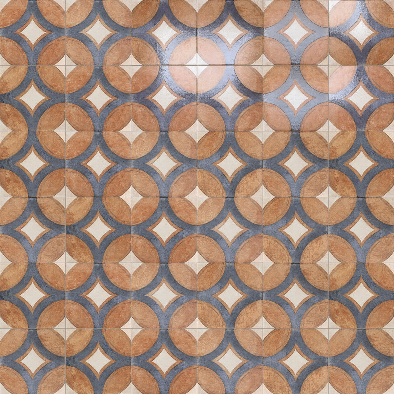 Angela Harris Mediterra 7.87 In. X 7.87 In. Matte Porcelain Floor And Wall Tile (10.76 Sq. Ft. / Case) , Circles Cotta