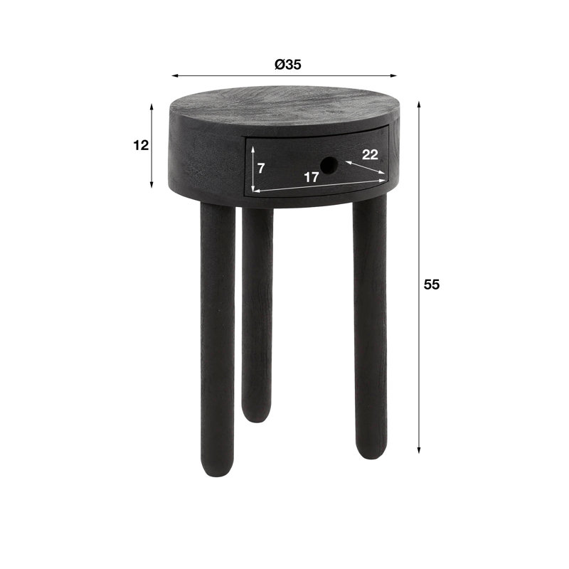 Rahmings 35cm W Solid Wood Bedside Table