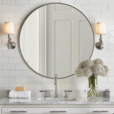 Miroir de salle de bain Kaitlee Cadre en acier inoxydable