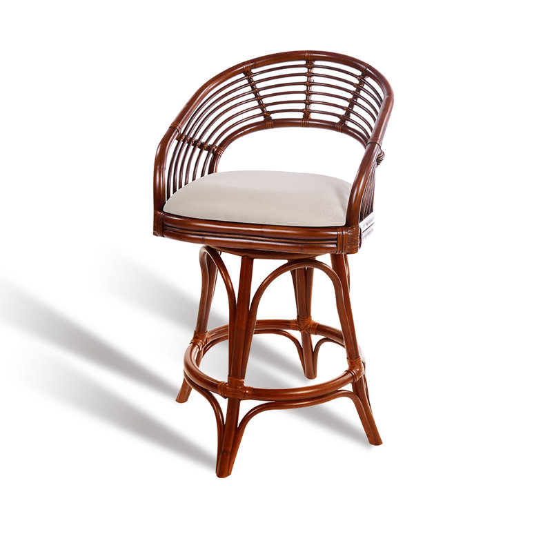 Danetra Swivel Stool, Light Tan/Red Brown Frame, Bar Stool (32" Seat Height)