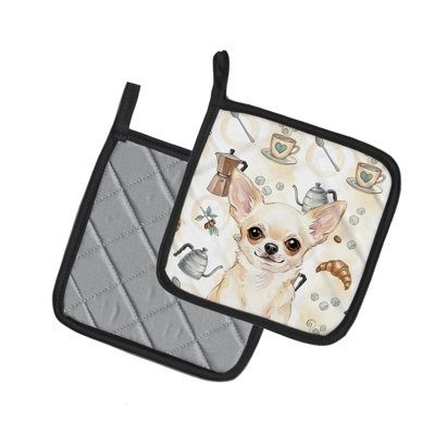 Paire de porte-casseroles crème chihuahua