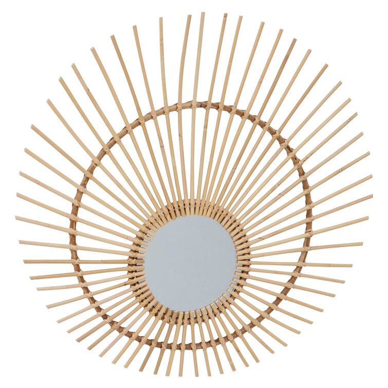 Mataram Round Framed Wall Mounted Accent Mirror in Natural