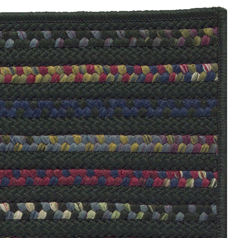 Tapis noir / bleu / vert tressé Donnay, Tapis de couloir 2 pi x 9 pi