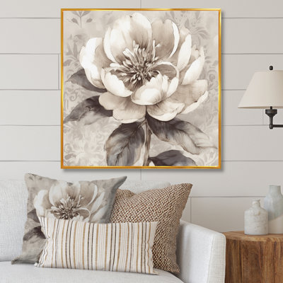 Grey Peonies on Branch I - Print