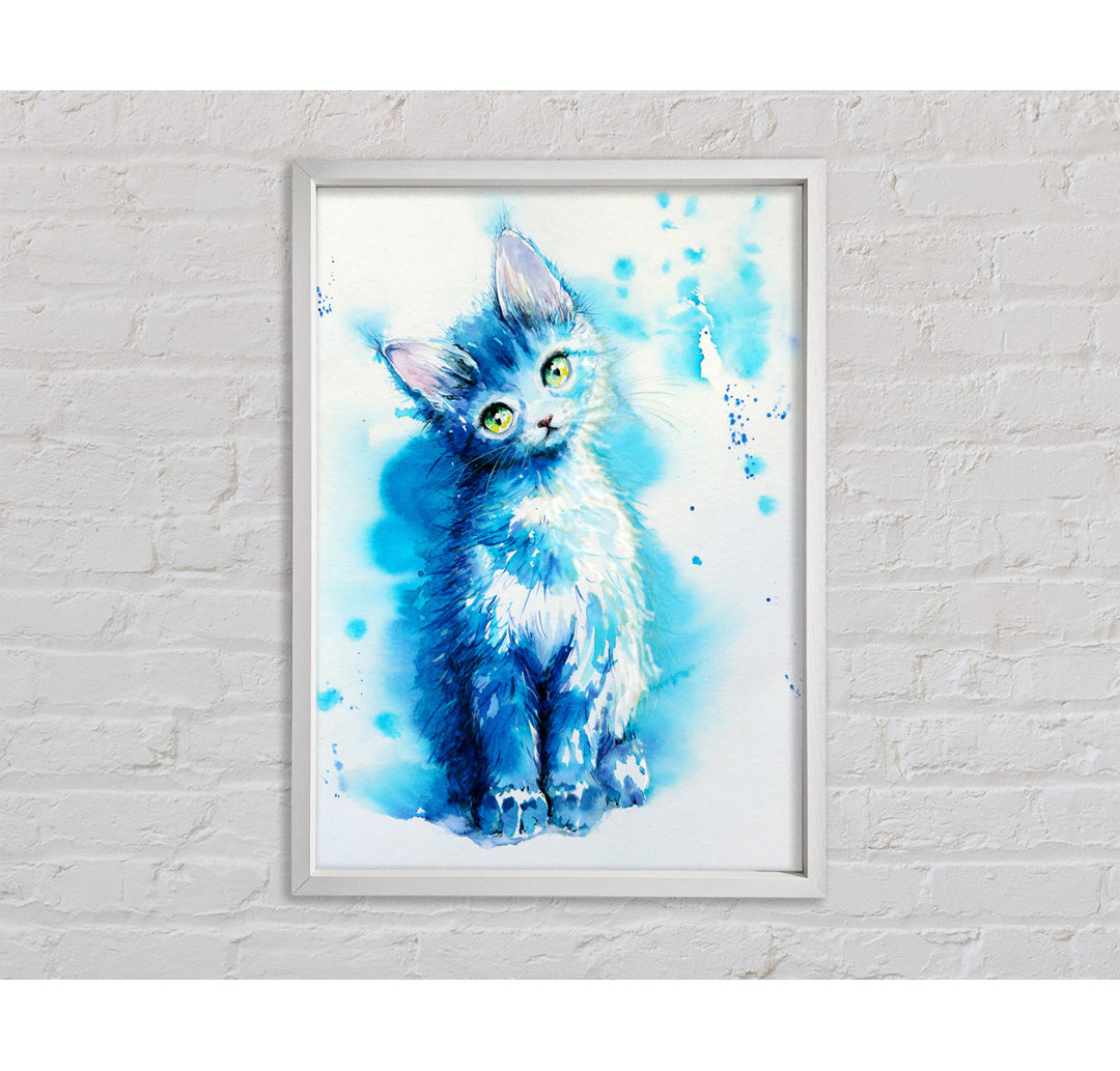 Blaue Katze beim Zuhören - Druck