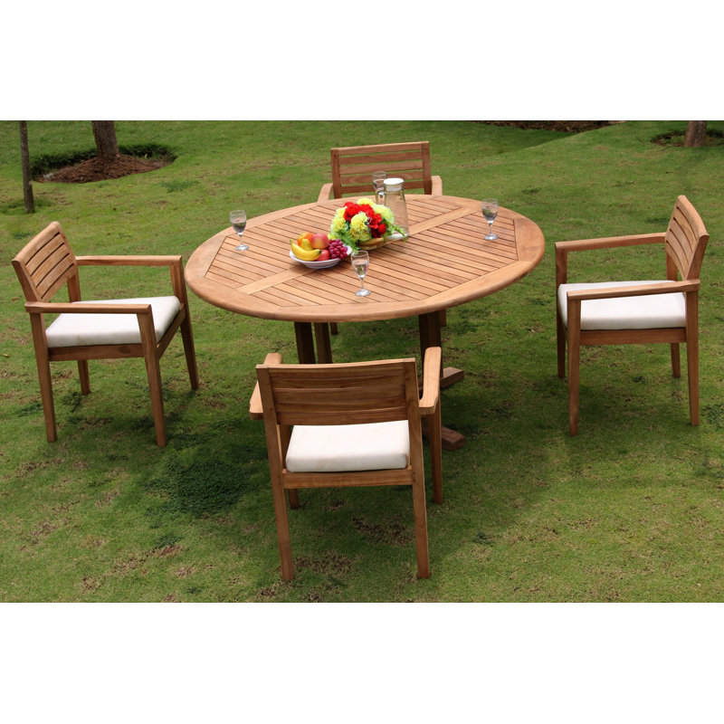 Loraine Outdoor 7 - Piece Teak Dining Set, 4, 30.5" H x 60" L x 60" W