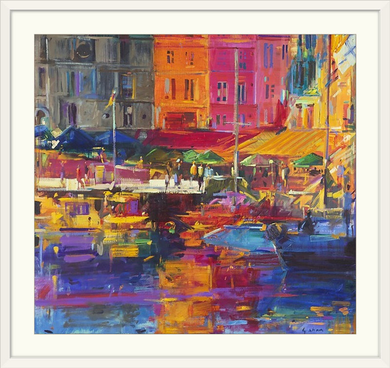 "Pegfair Honfleur Harbor, 2011" par Peter Graham, reproduction d'art, H 24 po x l 24 po x P 1,25 po, Toile