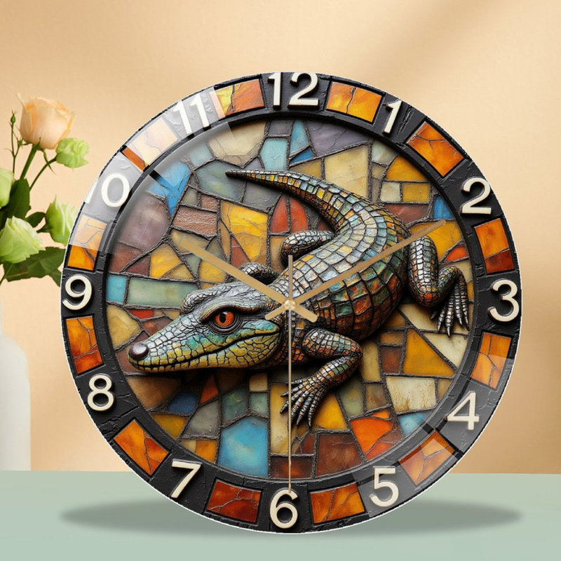 Horloge murale de style lézard avec art décoratif 12 po
