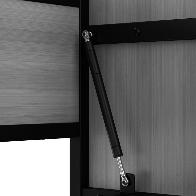 Lit simple gris pliable en métal avec tablettes, structure, peu encombrant, configuration rapide, construction idéale pour les chambres d'amis