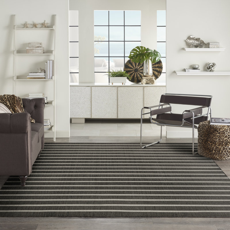  Positano 12' x 15' Black Ivory Modern Rug, Rectangle 12' x 15', Black