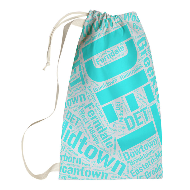 Laundry Hamper with Handles, Small (29" H x 18" W x 1.5" D), Cyan, Detroit