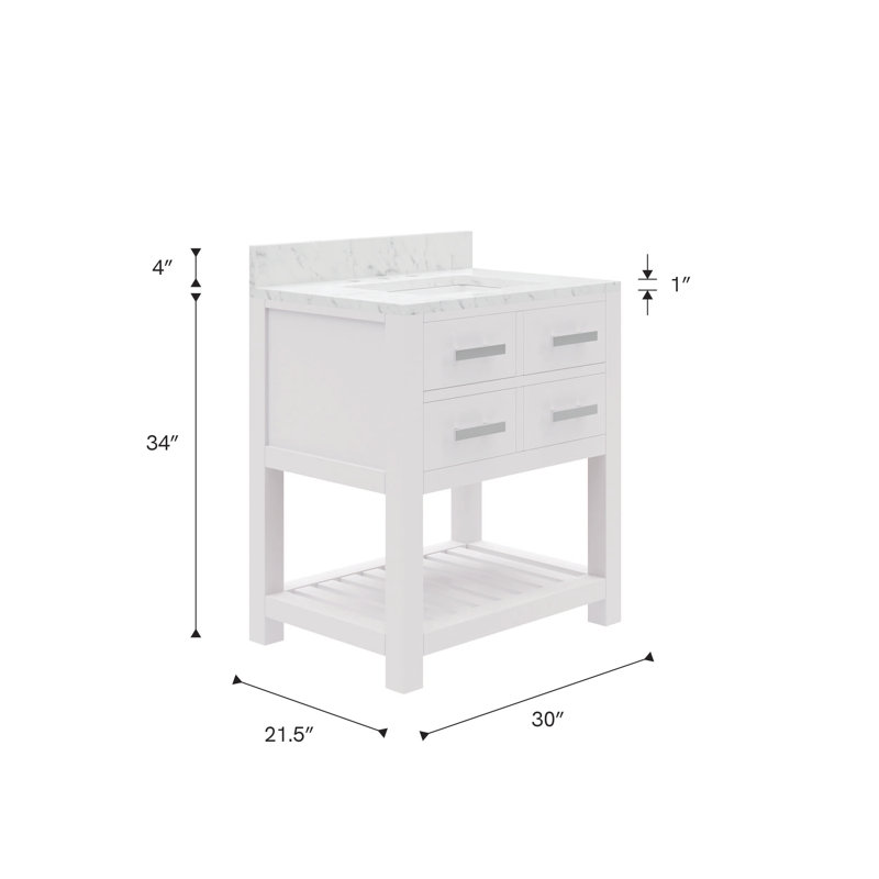 30 Inch Monarch Blue Single Sink Bathroom Vanity From The Madalyn Collection, Pure White, No