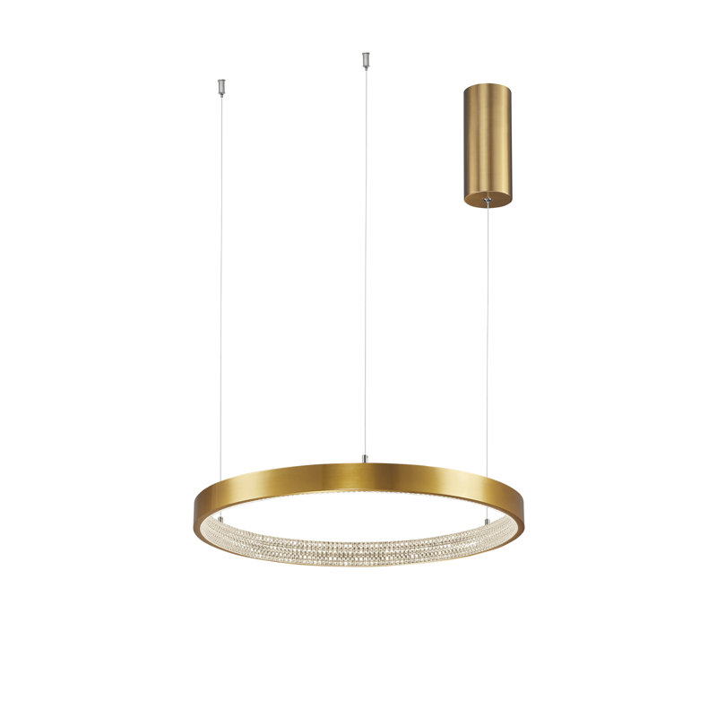 1 - Light Antique Gold LED Crystal Pendant, 4cm H x 40cm W x 40cm D