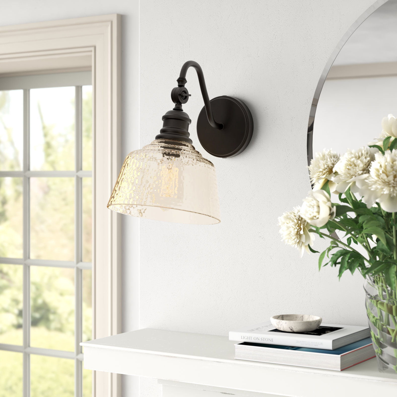 Lindholm Single Light Dimmable Armed Sconce, Oil Rubbed Bronze