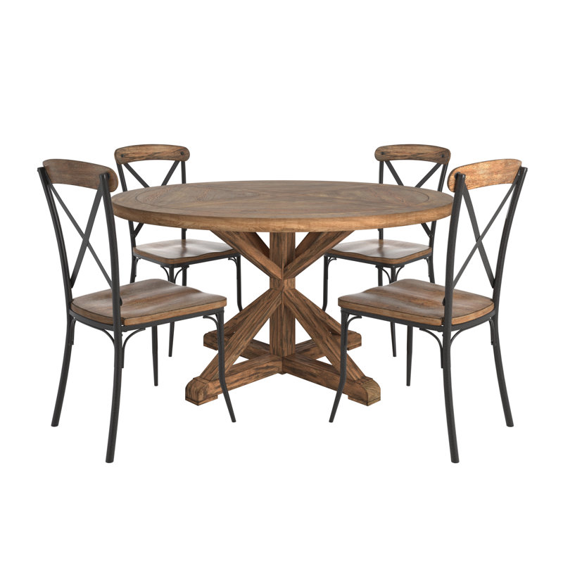 Ensemble de table de salle à manger Diskin, H 30 po x L 59,52 po x l 59,52 po, Naturel légèrement vieilli