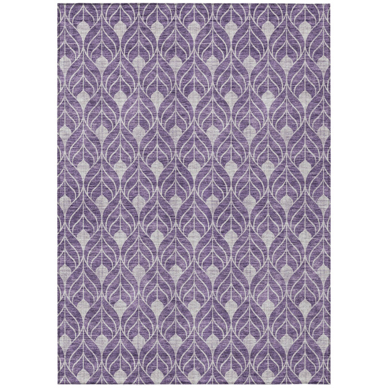 Tapis d'intérieur lavable géométrique mauve 5 pi x 8 pi