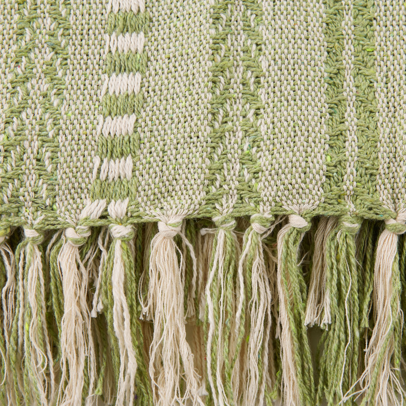 Antique Green Cotton Braided Stripe Throw Blanket