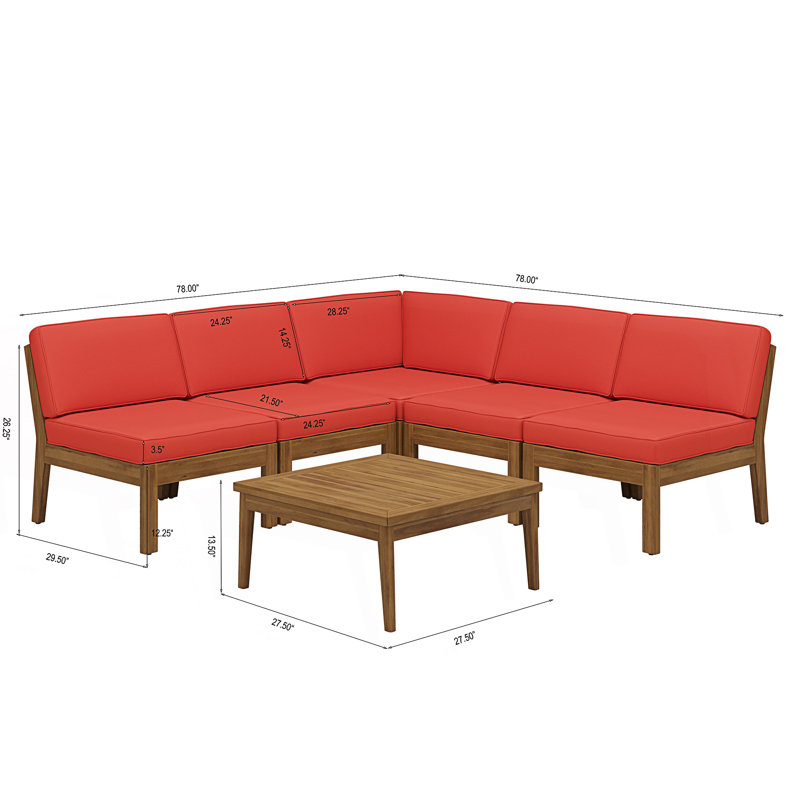5 Seater Sectional Armless Sofa Set